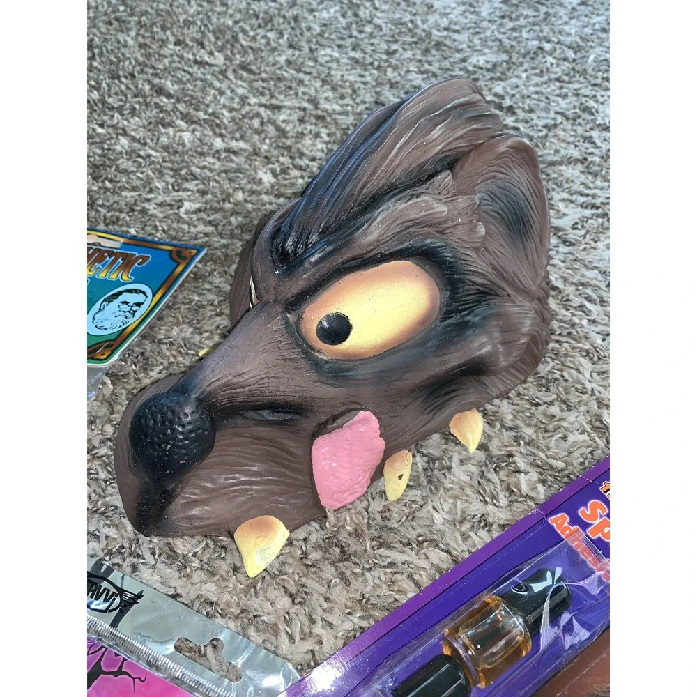 Big Bad Hungry Wolf Head Piece Hair Tattoos Spirit Gum Halloween Costume Lot